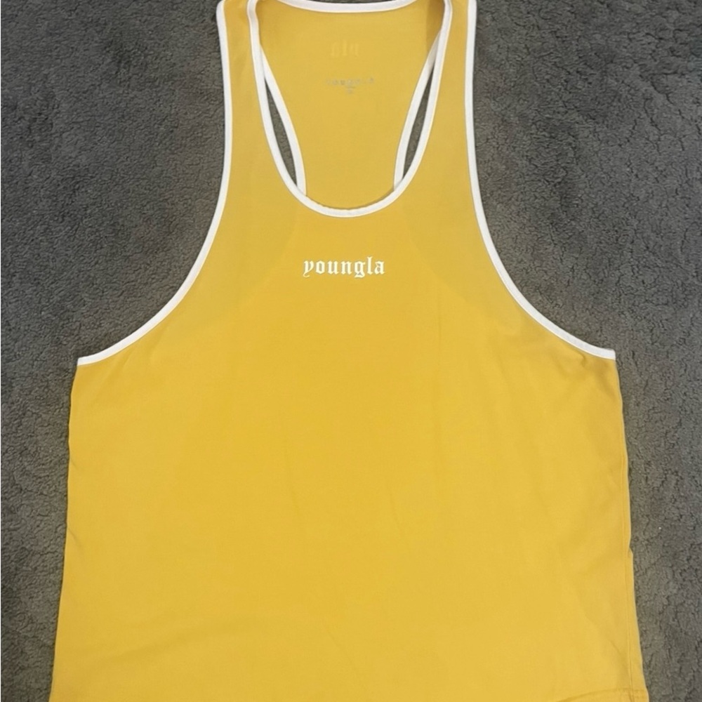 YoungLA Yellow Athletic Tank Top Stringer